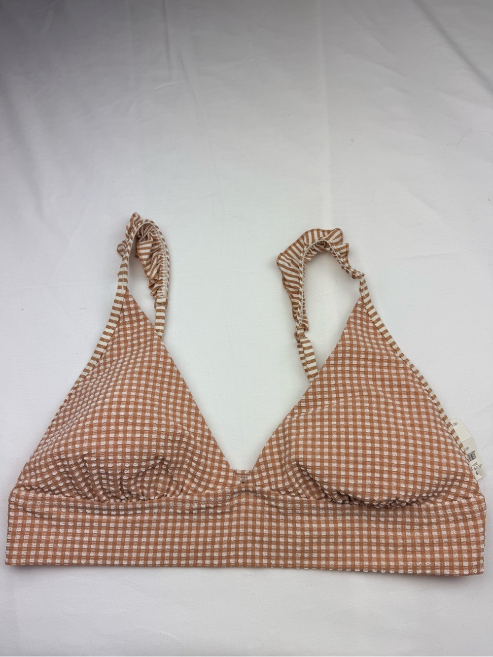 aerie Brown Gingham Bralette Swim Top